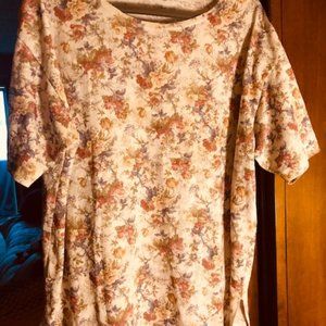 Floral Pattern Boat Neck T Shirt